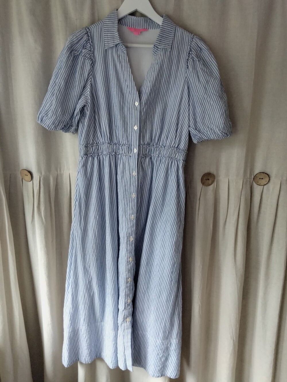 Lily Pulitzer Light Blue & White Striped Button-Front Midi Dress